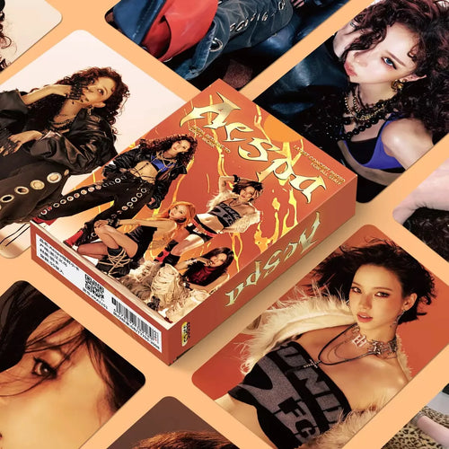 55PCS Kpop Hot Girls Idol Album "Rich Man" "SPICY" HD Small Cards KARINA NINGNING GISELLE WINTER High Quality Lomo Cards
