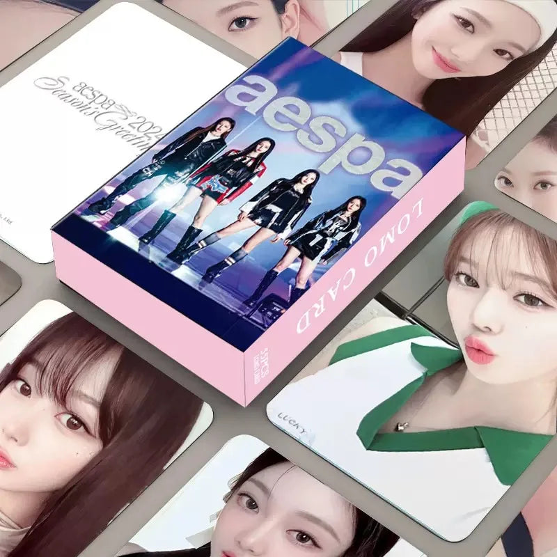 55PCS Kpop Hot Girls Idol Album "Rich Man" "SPICY" HD Small Cards KARINA NINGNING GISELLE WINTER High Quality Lomo Cards