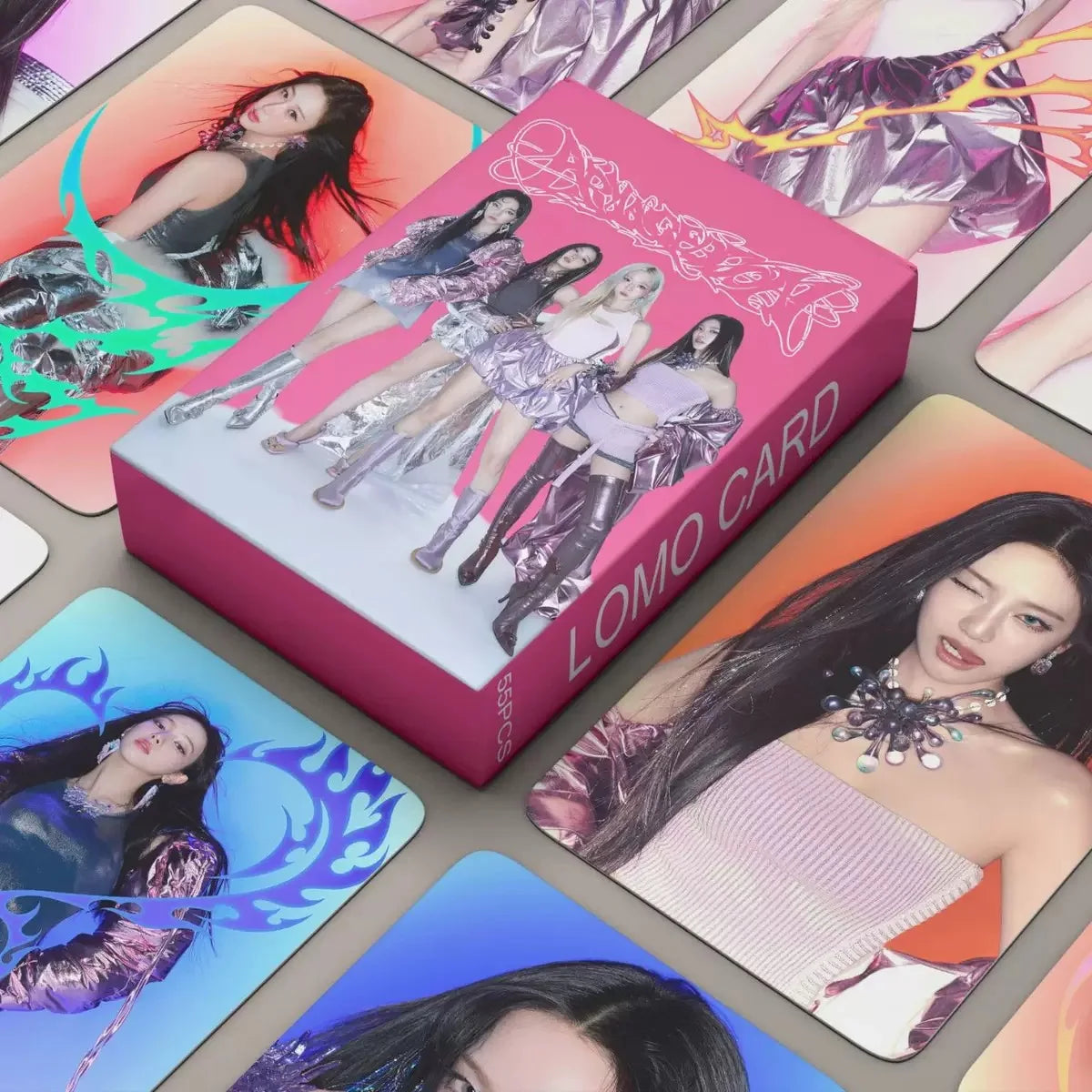 55PCS Kpop Hot Girls Idol Album "Rich Man" "SPICY" HD Small Cards KARINA NINGNING GISELLE WINTER High Quality Lomo Cards