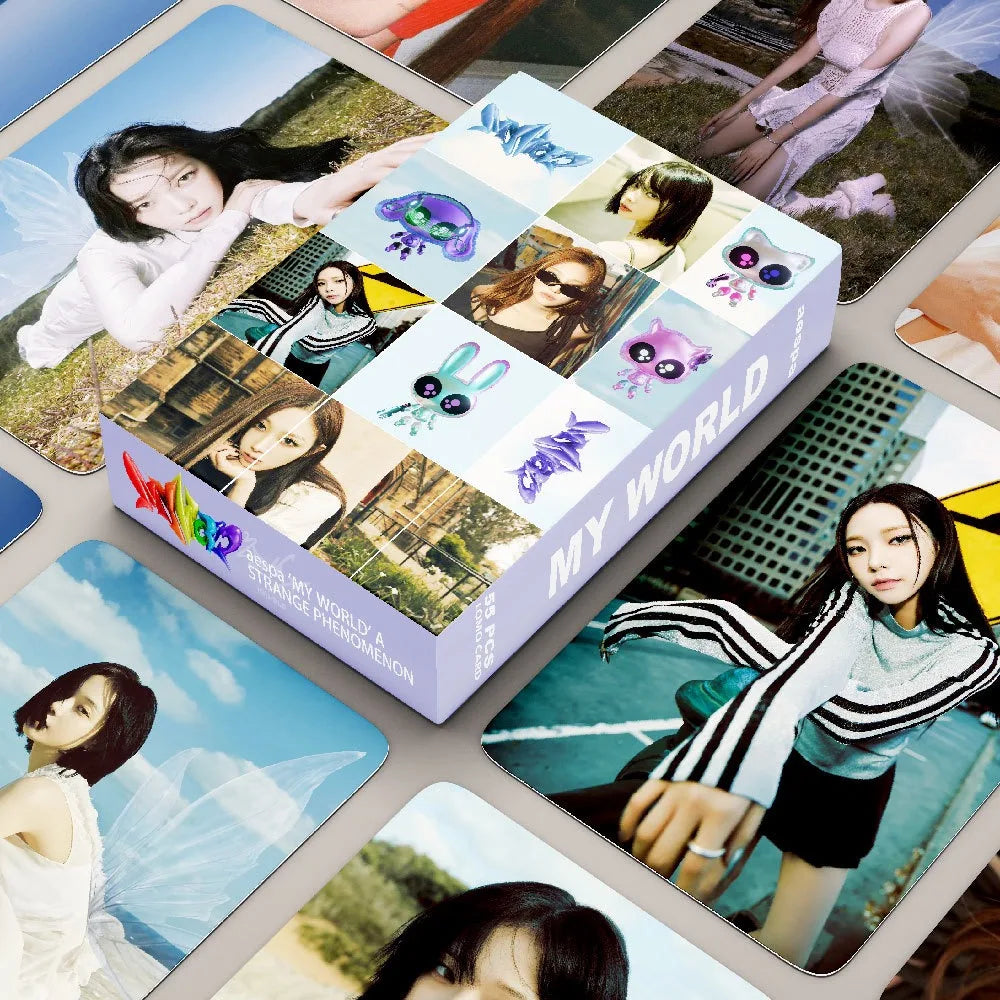 55PCS Kpop Hot Girls Idol Album "Rich Man" "SPICY" HD Small Cards KARINA NINGNING GISELLE WINTER High Quality Lomo Cards
