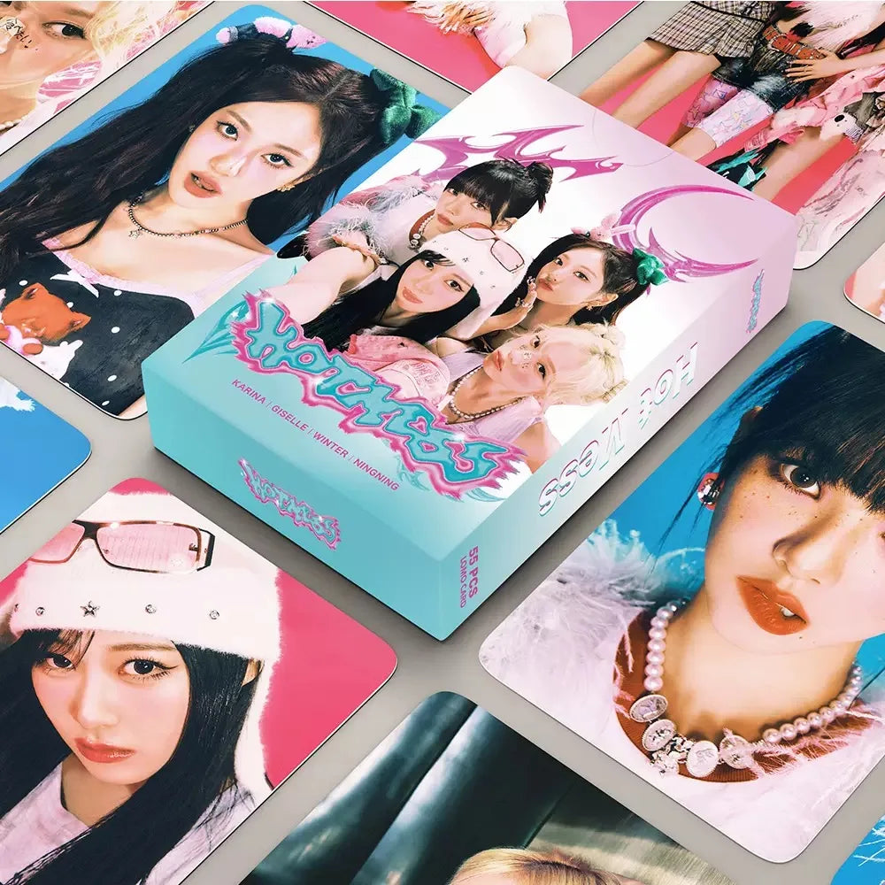 55PCS Kpop Hot Girls Idol Album "Rich Man" "SPICY" HD Small Cards KARINA NINGNING GISELLE WINTER High Quality Lomo Cards
