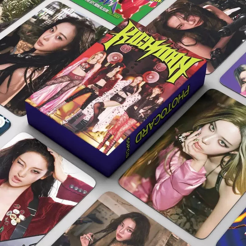 55PCS Kpop Hot Girls Idol Album "Rich Man" "SPICY" HD Small Cards KARINA NINGNING GISELLE WINTER High Quality Lomo Cards